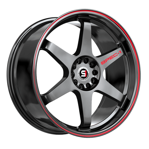SPEC-1 RACING STP-33GBRL Gloss Black / Red Line 17x8 5x112/5x114.3 Wheels | Offset: 38 | Backspace: 6 | Bore: 73.1