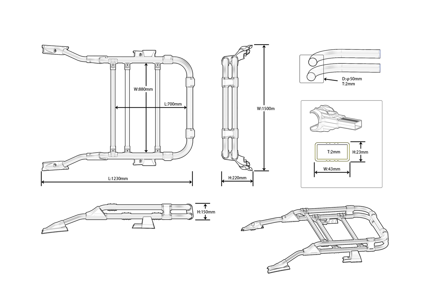 Vanguard Black Powdercoat Roof & Hitch Accessories Roof Racks Roof Rack for 2019-2024 toyota rav4