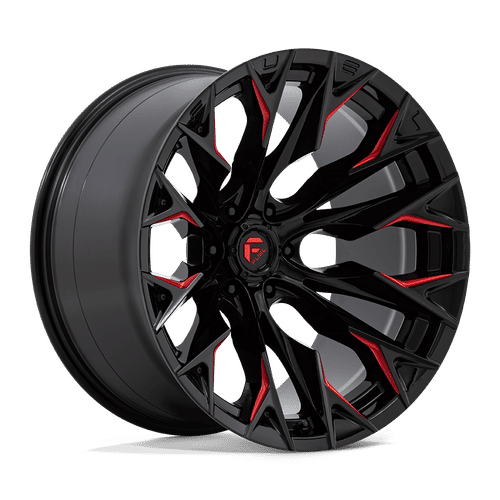 Fuel D823 GLOSS BLACK MILLED WITH CANDY RED 22x12 6x139.7 Wheels | Offset: -44 | Backspace: 4.77 | Bore: 106.1