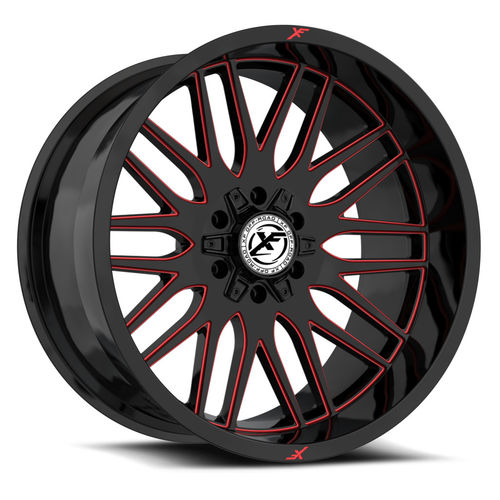 XF OFFROAD XF-240 Gloss Black Milled Red 17x9 5x127/5x139.7 Wheels | Offset: 0 | Backspace: 5 | Bore: 78.1
