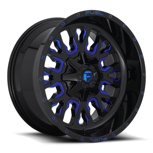 Fuel D645 STROKE GLOSS BLACK BLUE TINTED CLEAR 22x10 8x165.1 Wheels | Offset: -18 | Backspace: 6.21 | Bore: 125.1