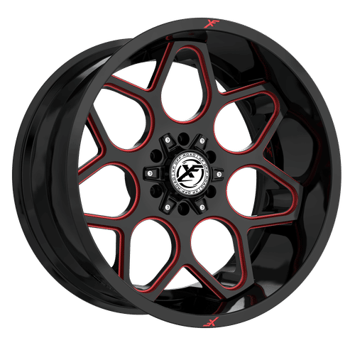 XF OFFROAD XF-233 Gloss Black Milled Red 20x10 6x135/6x139.7 Wheels | Offset: -12 | Backspace: nan | Bore: 106.4