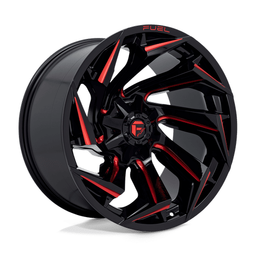 Fuel D755 GLOSS BLACK MILLED WITH RED TINT 22x12 8x180 Wheels | Offset: -44 | Backspace: 4.77 | Bore: 124.2