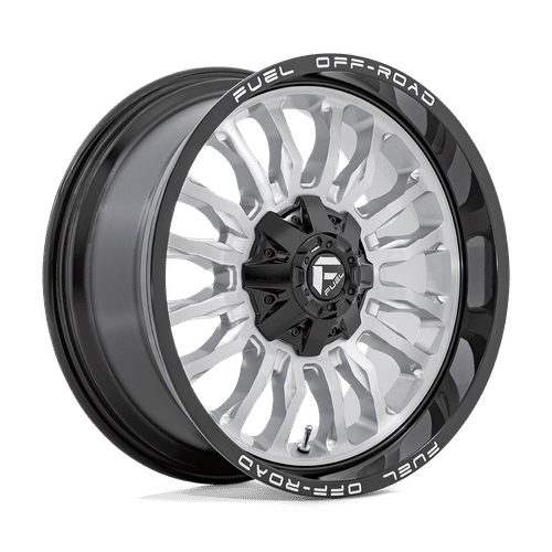 Fuel D798 SILVER BRUSHED FACE WITH MILLED BLACK LIP 20x9 8x180 Wheels | Offset: 1 | Backspace: 5.04 | Bore: 124.2