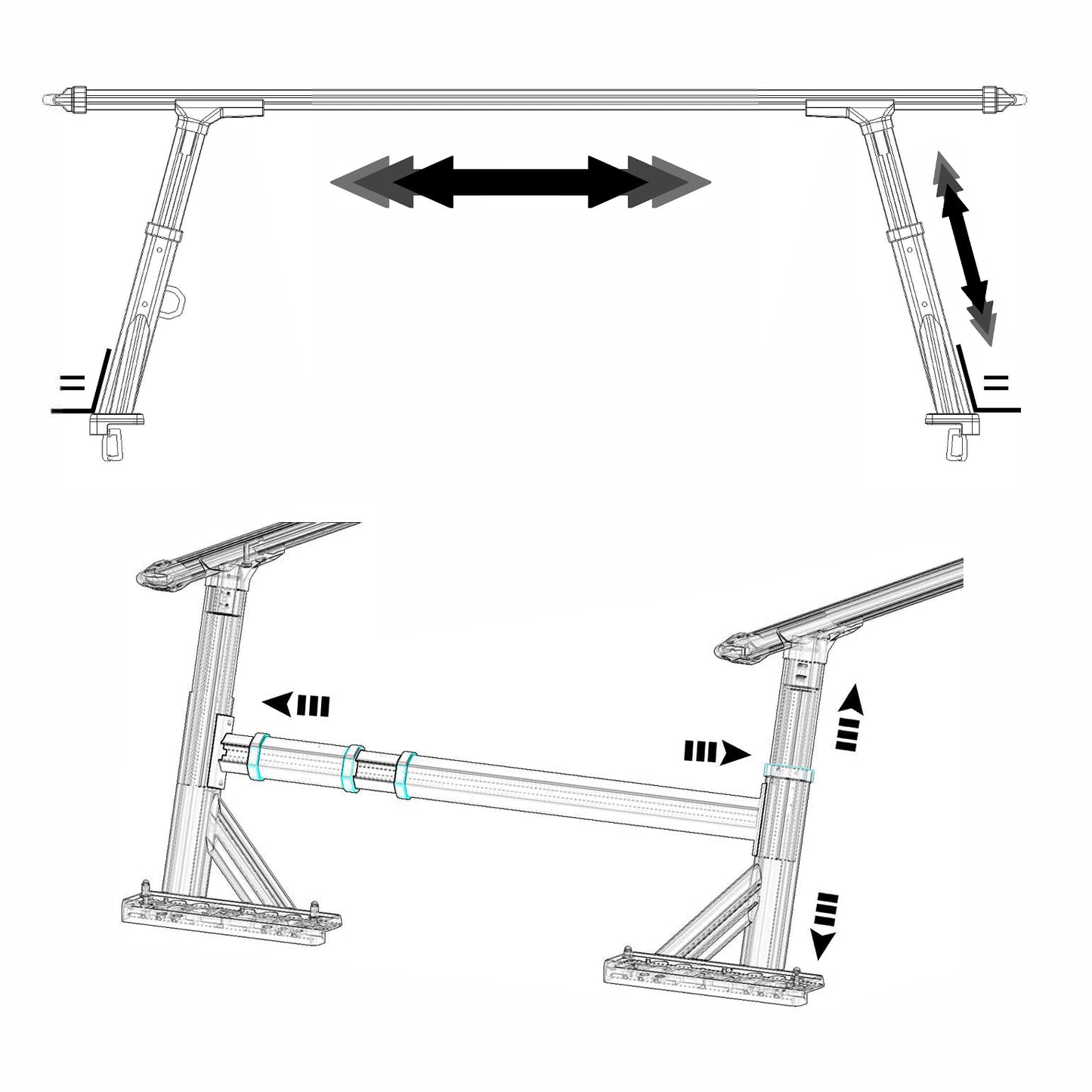Vanguard Black Powdercoat Roll Bars & Truck Bed Accessories Bed Racks Truck Bed Rack for 2004-2015 nissan titan