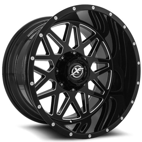 XF OFFROAD XF-211 Gloss Black Milled 22x10 5x139.7/5x150 Wheels | Offset: -12 | Backspace: 5.03 | Bore: 110.3