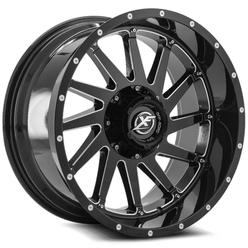 XF OFFROAD XF-216 Gloss Black Milled 22x12 5x127/5x139.7 Wheels | Offset: -44 | Backspace: 4.77 | Bore: 78.1