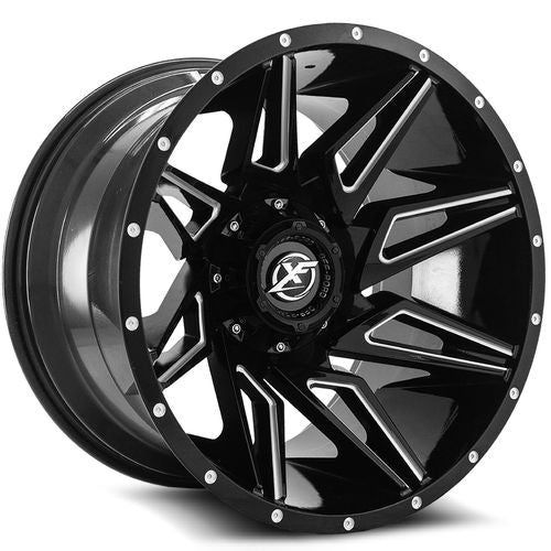 XF OFFROAD XF-218 Glos Black Milled 22x12 5x139.7/5x150 Wheels | Offset: -44 | Backspace: 4.77 | Bore: 110.3