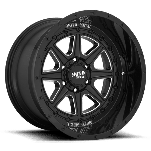 Moto Metal MO801 PHANTOM GLOSS BLACK MILLED 20x12 8x165.1 Wheels | Offset: -44 | Backspace: 8.23 | Bore: 125.1