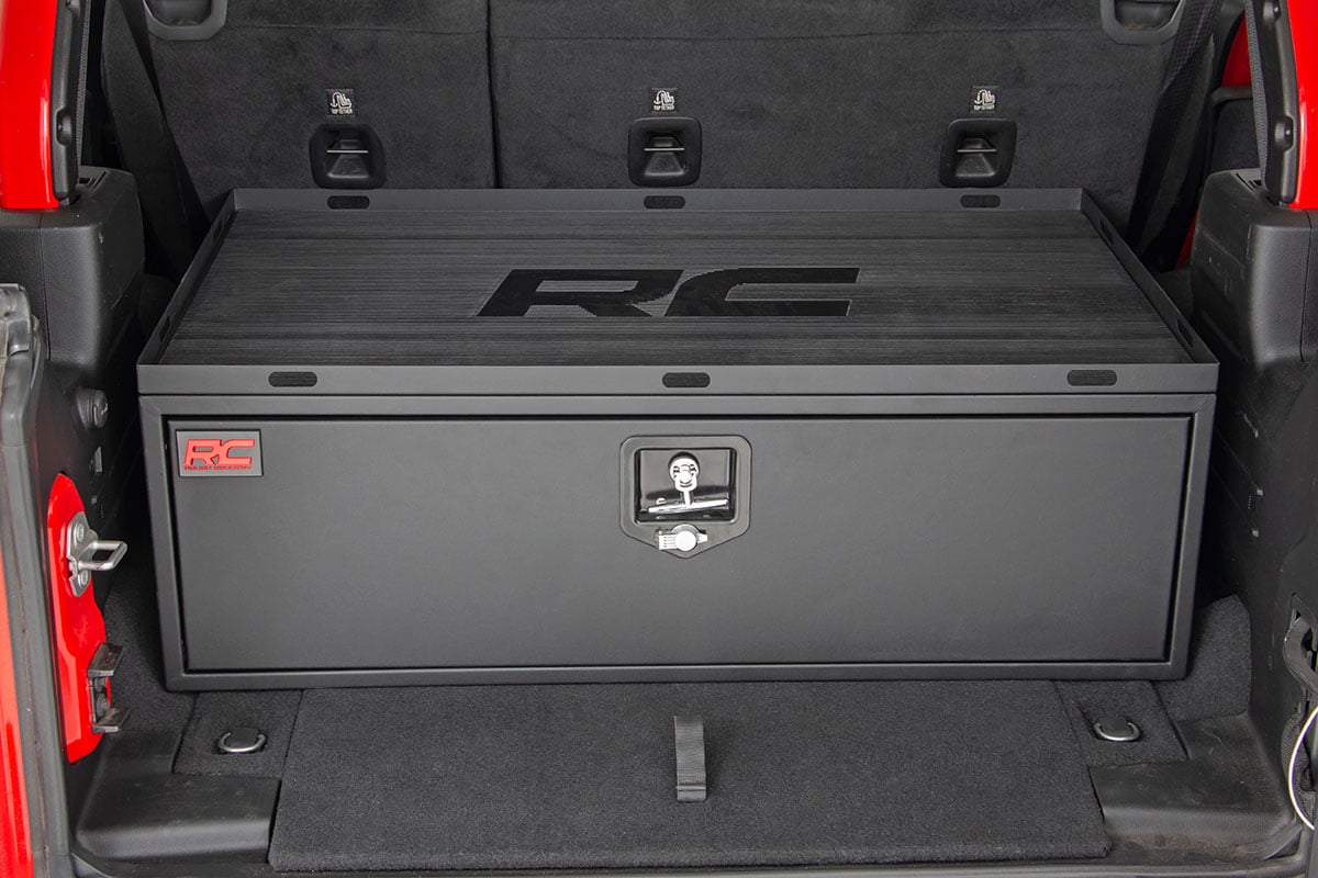 Storage Box | Metal | Slide Out Lockable Drawer | Jeep Wrangler JL (18-23)