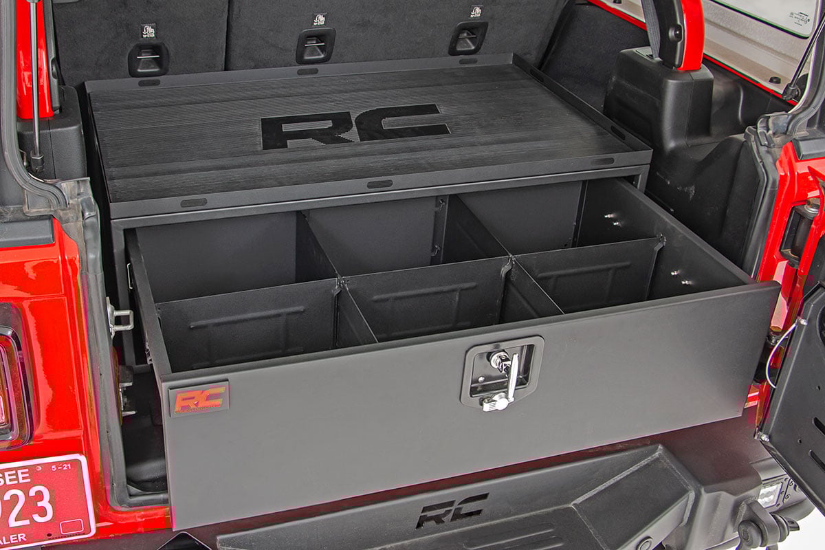 Storage Box | Metal | Slide Out Lockable Drawer | Jeep Wrangler JL (18-23) - Off Road Canada