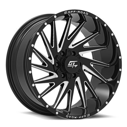 GT OFFROAD Tomahawk Gloss Black Milled Gloss Black Milled 24x14 8x165.1/8x180 Wheels | Offset: -76 | Backspace: 4.5 | Bore: 125.2