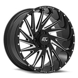 GT OFFROAD Tomahawk Gloss Black Milled Gloss Black Milled 24x14 8x165.1/8x180 Wheels | Offset: -76 | Backspace: 4.5 | Bore: 125.2