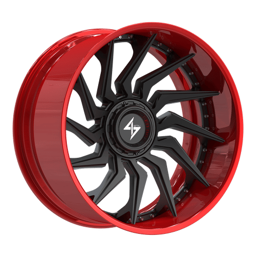SENTALI BFX BFX4 Red Lip / Matte Black Centre 22x12 8x165.1/8x170 Wheels | Offset: -44 | Backspace: nan | Bore: 125.2