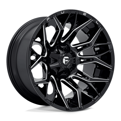 Fuel D769 GLOSSY BLACK MILLED 22x12 8x170 Wheels | Offset: -44 | Backspace: 4.77 | Bore: 125.1