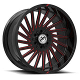 XF OFFROAD XF-239GBMRED Gloss Black Milled Red 22x12 6x135/6x139.7 Wheels | Offset: -44 | Backspace: 4.75 | Bore: 106.4