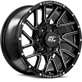 GT OFFROAD Aggression Gloss Black Milled Gloss Black Milled 18x9 6x135/6x139.7 Wheels | Offset: 12 | Backspace: 5.5 | Bore: 106.1