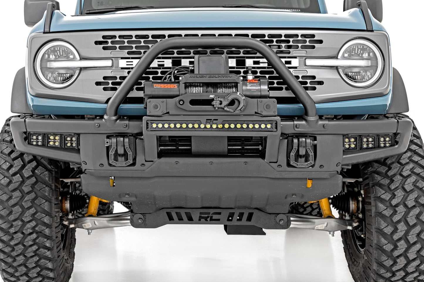 High Winch Mount | All Models | 12000S | 20 Inch Black Single Row LED | Ford Bronco 4wd (2021-2023)