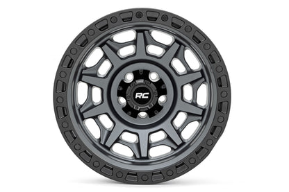 Rough Country 85 Series Wheel | Simulated Beadlock | Gunmetal Gray/Black | 17x9 | 5x4.5 | -12mm