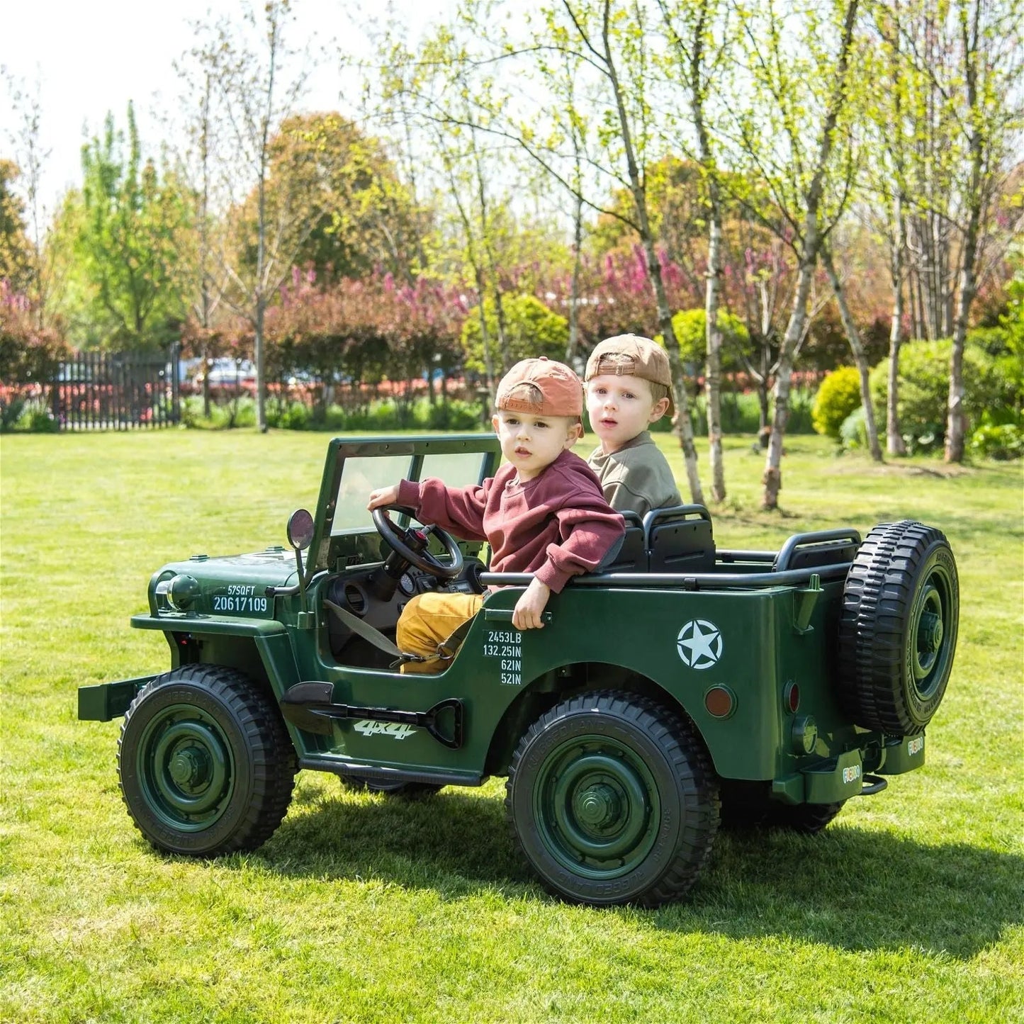 24V Military Willy Truck 3 Seater Electric Ride on