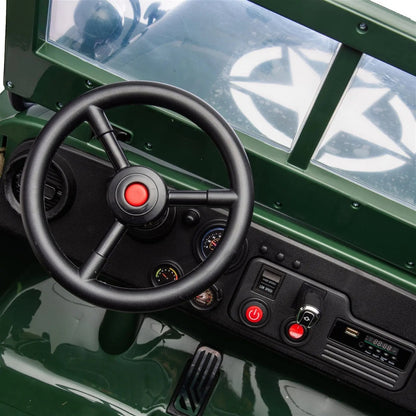 24V Military Willy Truck 3 Seater Electric Ride on