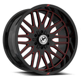XF OFFROAD XF-240 Gloss Black Milled Red 17x9 5x127/5x139.7 Wheels | Offset: 0 | Backspace: 5 | Bore: 78.1