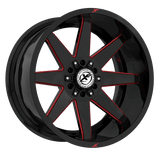 XF OFFROAD XF-236 Gloss Black Milled Red 20x10 8x165.1/8x170 Wheels | Offset: -12 | Backspace: nan | Bore: 125.2
