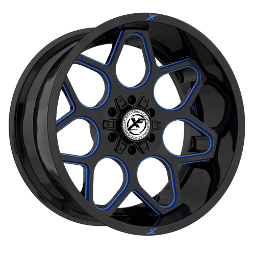 XF OFFROAD XF-233 Gloss Black Milled Blue 20x10 6x135/6x139.7 Wheels | Offset: -12 | Backspace: nan | Bore: 106.4