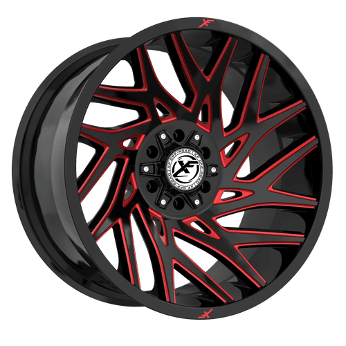 XF OFFROAD XF-229 Gloss Black Milled Red 22x12 5x127/5x139.7 Wheels | Offset: -44 | Backspace: nan | Bore: 78.1