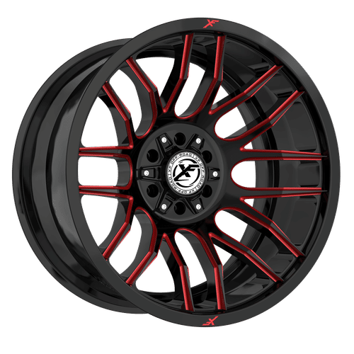 XF OFFROAD XF-232 Gloss Black Milled Red 20x10 8x165.1/8x170 Wheels | Offset: -12 | Backspace: nan | Bore: 125.2
