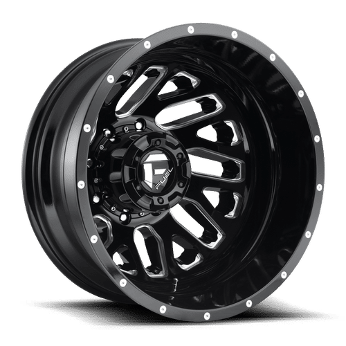 Fuel D581 GLOSS BLACK MILLED 22x8.25 8x165.1 Wheels | Offset: -265 | Backspace: -5.81 | Bore: 121.5