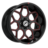 XF OFFROAD XF-233 Gloss Black Milled Red 20x10 6x135/6x139.7 Wheels | Offset: -12 | Backspace: nan | Bore: 106.4