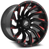 XF OFFROAD XF-224 Gloss Black Milled Red 20x9 8x165.1/8x180 Wheels | Offset: 12 | Backspace: nan | Bore: 125.2