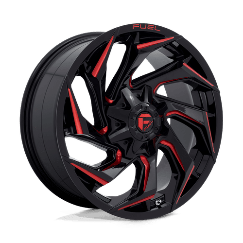 Fuel D755 GLOSS BLACK MILLED WITH RED TINT 20x9 8x180 Wheels | Offset: 20 | Backspace: 5.79 | Bore: 124.2