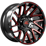 GT OFFROAD Aggression Gloss Black Milled Red Gloss Black Milled Red 22x12 6x139.7 Wheels | Offset: -44 | Backspace: 4.75 | Bore: 106.1