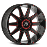XF OFFROAD XF-219 Black Milled Red 20x10 6x135/6x139.7 Wheels | Offset: -12 | Backspace: 5.03 | Bore: 106.4