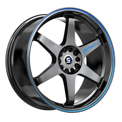 SPEC-1 RACING SPT-33GBBL Gloss Black / Blue Line 18x8.5 5x100/5x114.3 Wheels | Offset: 38 | Backspace: 6.25 | Bore: 73.1