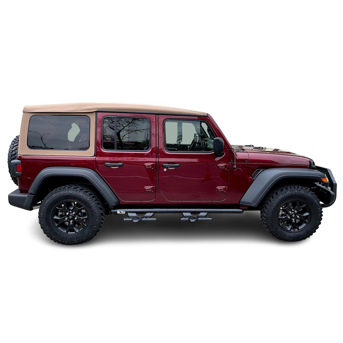 Vanguard Black Powdercoat Side Steps & Running Boards Side Steps Running Board for 2018-2025 jeep wrangler