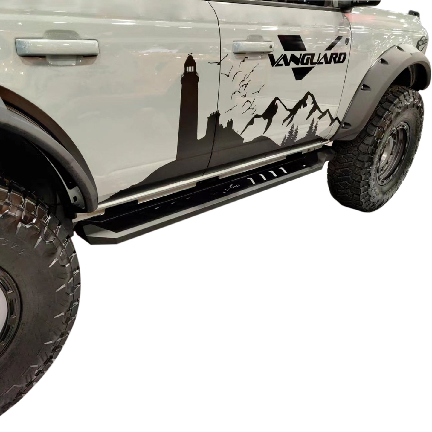 Vanguard Black Powdercoat Side Steps & Running Boards Running Boards Running Board for 2021-2024 ford bronco