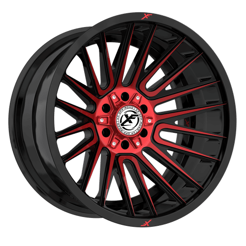 XF OFFROAD XF-234 Black Machined Red 22x12 8x170/8x180 Wheels | Offset: -44 | Backspace: nan | Bore: 125.2
