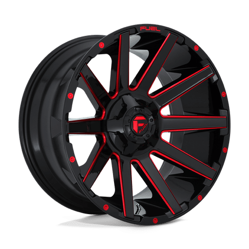 Fuel D643 GLOSS BLACK RED TINTED CLEAR 20x9 8x165.1 Wheels | Offset: 1 | Backspace: 5.04 | Bore: 125.1