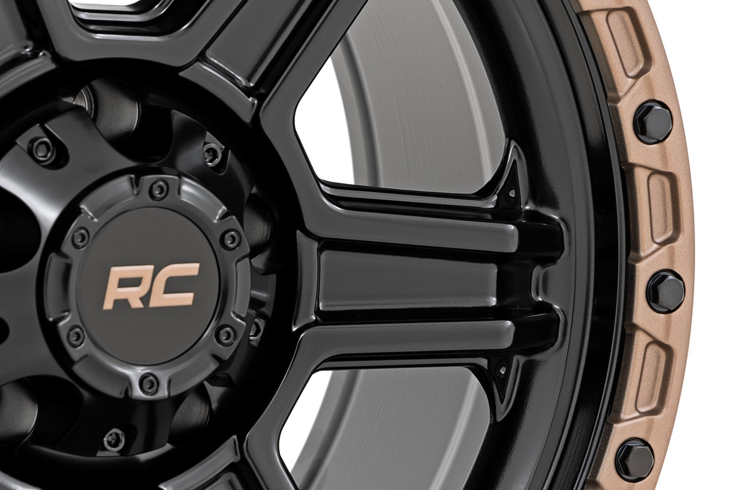 Rough Country 79 Series Wheel | One-Piece | Semi Gloss Black w/Bronze Ring | 18x9 | 5x5 | -12mm