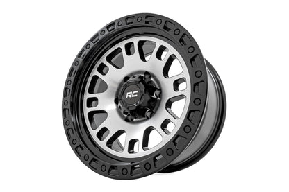 Rough Country 82 Series Wheel | One-Piece | Machined Semi Gloss Black | 17x9 | 5x4.5 | -12mm