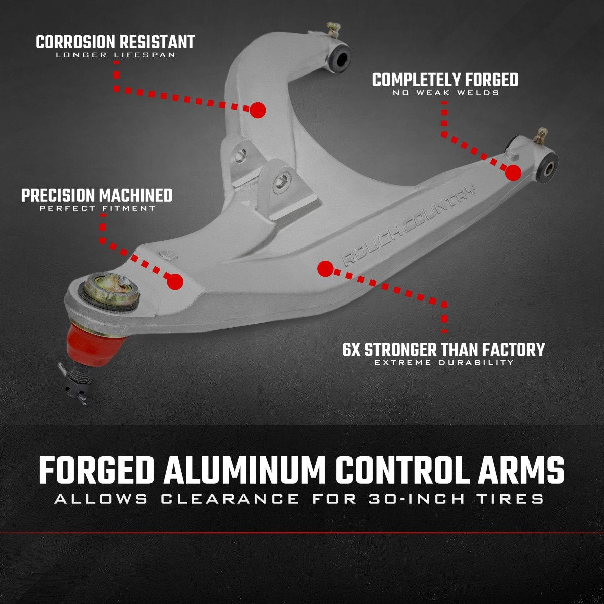 Black Forged Alum High Clearance 2" Fwd Offset Control Arms w/Ball Joints | Polaris Ranger 1000XP