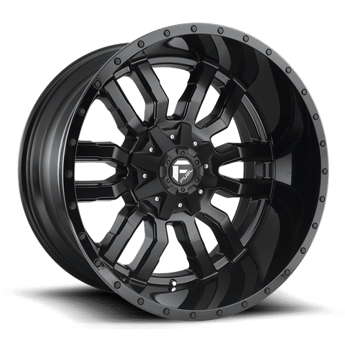 Fuel D596 SLEDGE MATTE BLACK GLOSS BLACK LIP 24x12 8x165.1 Wheels | Offset: -44 | Backspace: 8.23 | Bore: 125.1