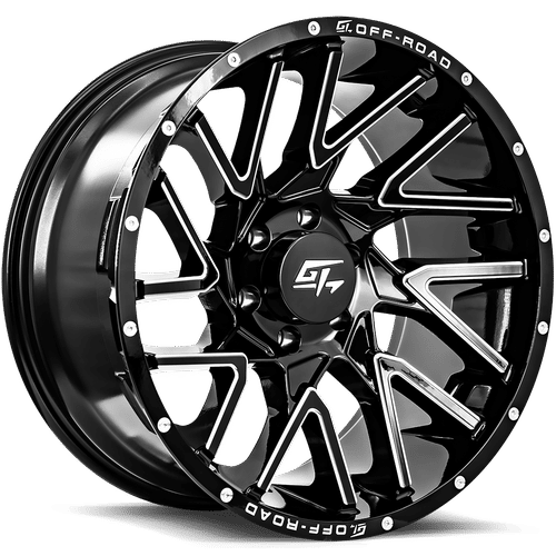 GT OFFROAD Aggression Gloss Black Milled Gloss Black Milled 22x10 5x139.7 Wheels | Offset: -18 | Backspace: 4.75 | Bore: 108.1