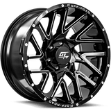 GT OFFROAD Aggression Gloss Black Milled Gloss Black Milled 22x10 5x139.7 Wheels | Offset: -18 | Backspace: 4.75 | Bore: 108.1
