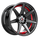 SPEC-1 RACING SP-73GBRU Gloss Black / Red Under Cut 18x8 5x112/5x114.3 Wheels | Offset: 38 | Backspace: 6 | Bore: 73.1