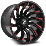 XF OFFROAD XF-224 Gloss Black Red Milling 20x10 5x127/5x139.7 Wheels | Offset: -24 | Backspace: 115.1 | Bore: 78.1