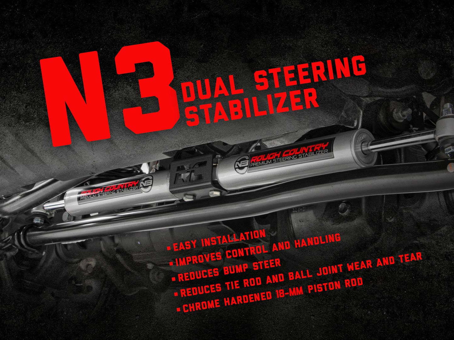 N3 Steering Stabilizer | Dual | 2.5-8 Inch Lift | Jeep Gladiator JT (20-22)/Wrangler JL (18-23)